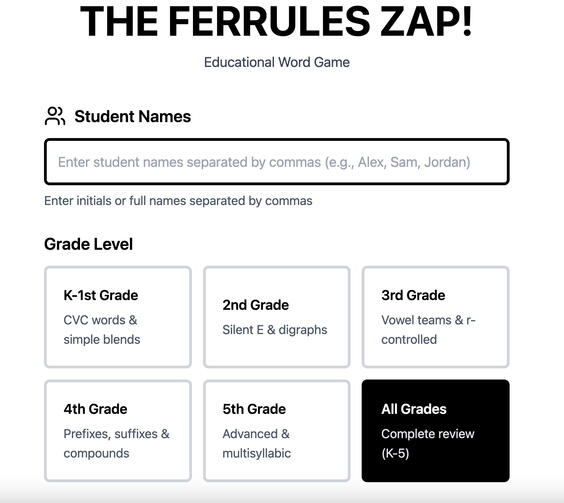 Built interactive phonics games with AI Built interactive phonics games with AI